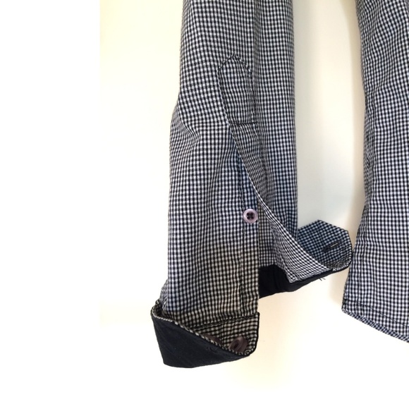 Bruno Black Check Button Fitted Shirt M - Picture 6 of 8